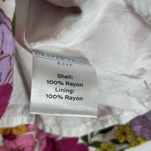 Draper James RSVP Bold Boho Floral Puff Sleeve Square Neck Lined Top Size Large - Picture 6 of 7